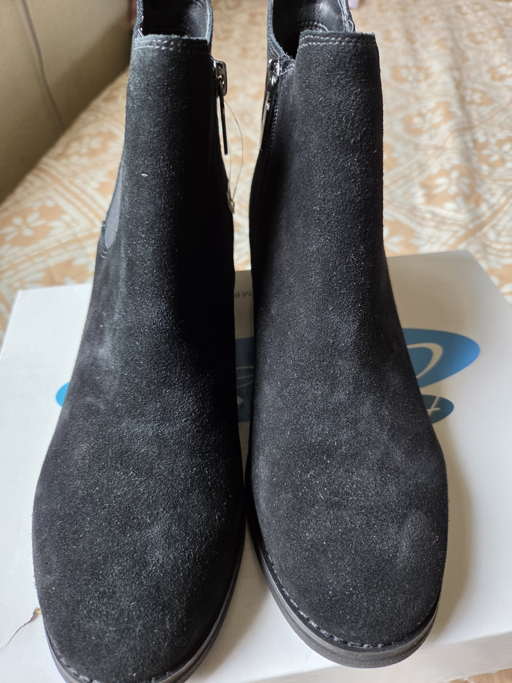 Women's Black Suede Zip Ankle Booties